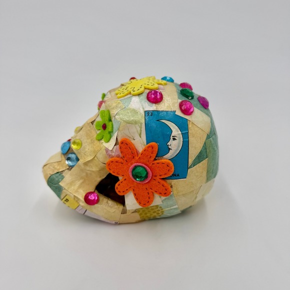 Unbranded Other - Handmade Loteria Papier Mache Sugar Skull Calavera Folk Art Rhinestone
